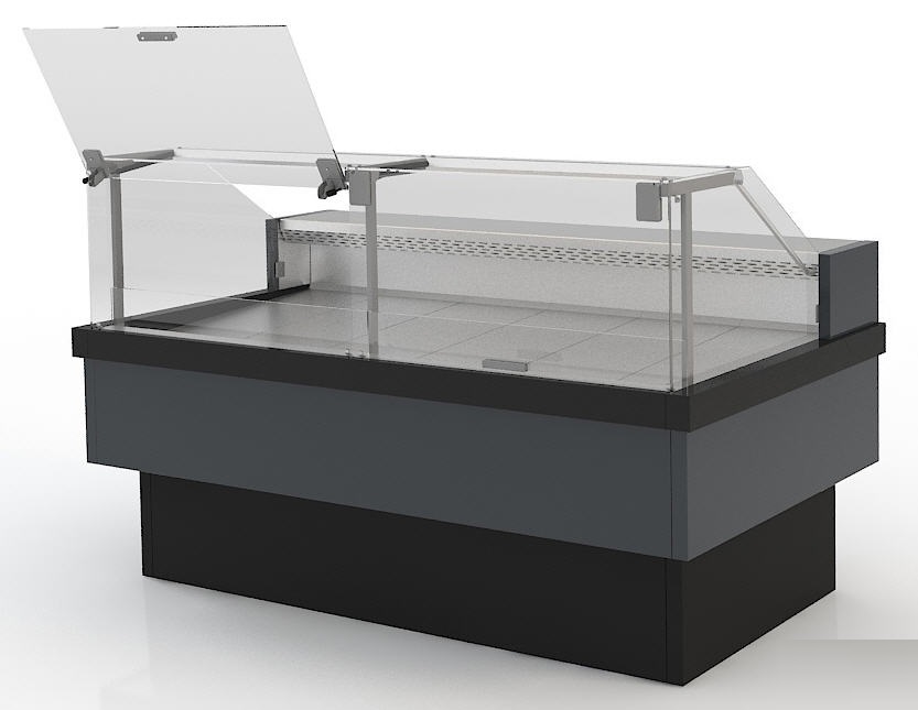 Холодильная витрина для рыбы на льду Enteco master НЕМИГА CUBE ПСП 120 ВС(Р) с подъемными стеклами, выносной агрегат