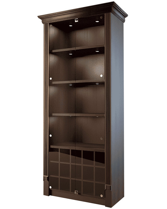 Винный шкаф Евромаркет ВШ00438 LD 005-CT со стеклянными дверцами и отдельными секциями