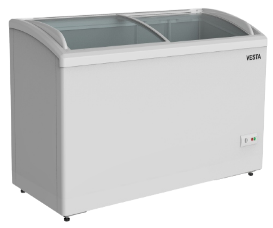 Морозильный ларь VESTA VFA390 с гнутой стеклянной крышкой Морозильный ларь VESTA VFA390 с гнутой стеклянной крышкой