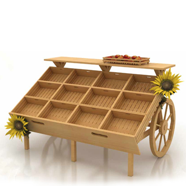 Хлебный стеллаж Евромаркет в виде телеги, ячеистый Хлебный стеллаж Евромаркет в виде телеги, ячеистый