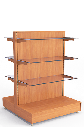 Стеллаж островной двухсторонний Евромаркет со стеклянными полками для вина и алкоголя Стеллаж островной двухсторонний Евромаркет со стеклянными полками для вина и алкоголя