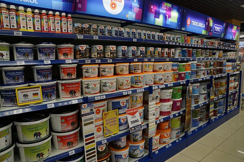 Пристенный стеллаж Евромаркет ПС00111 для продажи обоев и краски Пристенный стеллаж Евромаркет ПС00111 для продажи обоев и краски