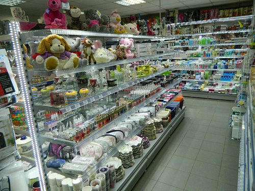 Торговый стеллаж с полками из стекла средний Евромаркет ПС0023 Торговый стеллаж с полками из стекла средний Евромаркет ПС0023