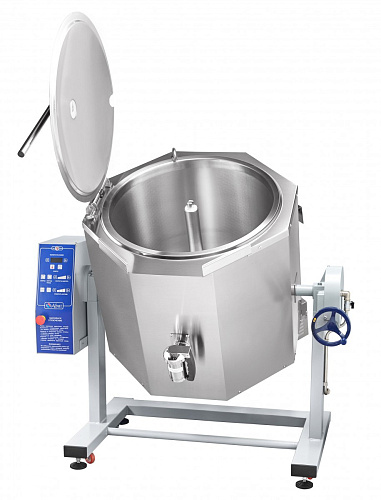 Котел пищеварочный электрический Abat КПЭМ-100-ОМР-ВК с функциями перемешивания и ручного опрокидывания Котел пищеварочный электрический Abat КПЭМ-100-ОМР-ВК с функциями перемешивания и ручного опрокидывания