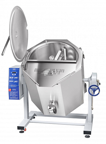 Котел пищеварочный электрический Abat КПЭМ-160-ОМР-ВК с функциями перемешивания и ручного опрокидывания Котел пищеварочный электрический Abat КПЭМ-160-ОМР-ВК с функциями перемешивания и ручного опрокидывания