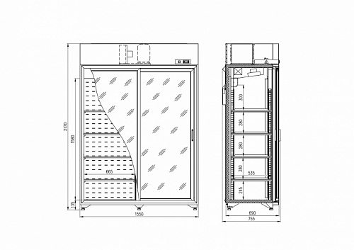 Холодильный шкаф Enteco master СЛУЧЬ 1400 ШС среднетемпературный, двери-купе Холодильный шкаф Enteco master СЛУЧЬ 1400 ШС среднетемпературный, двери-купе