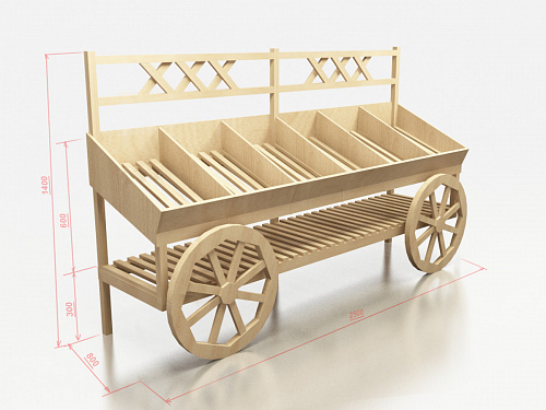 Стеллаж овощной Евромаркет Ф014 в виде телеги EM-02.114.000 СБ Стеллаж овощной Евромаркет Ф014 в виде телеги EM-02.114.000 СБ