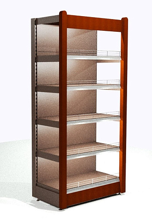 Стеллаж пристенный Евромаркет СА0086 с передней стойкой, фризом и подсветкой Стеллаж пристенный Евромаркет СА0086 с передней стойкой, фризом и подсветкой