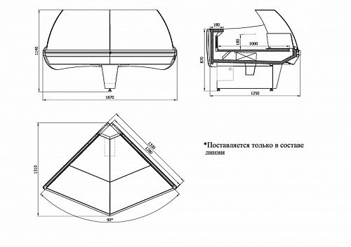 Холодильная витрина Enteco master НЕМИГА EXTRA УН 90 угловая Холодильная витрина Enteco master НЕМИГА EXTRA УН 90 угловая