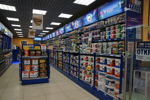 Стеллаж пристенный с рекламным фризом Евромаркет ПС005 Стеллаж пристенный с рекламным фризом Евромаркет ПС005