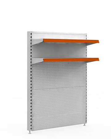 Стеллаж торцевой Евромаркет ТС0021 с верхними полками и перфорацией Стеллаж торцевой Евромаркет ТС0021 с верхними полками и перфорацией