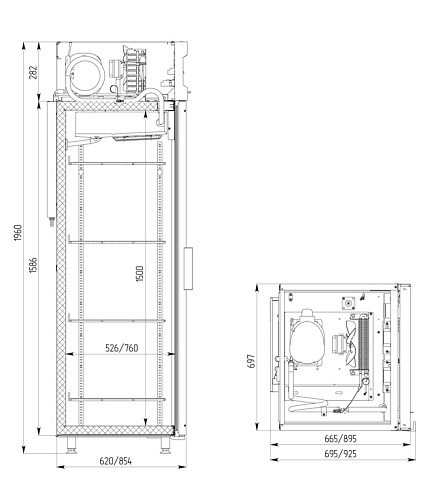 Холодильный шкаф Polair DM107-S без канапе Холодильный шкаф Polair DM107-S без канапе