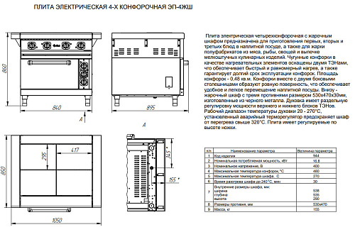 Плита промышленная электрическая Abat ЭП-4ЖШ Плита промышленная электрическая Abat ЭП-4ЖШ
