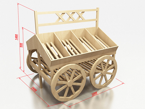 Островной развал для фруктов и овощей Евромаркет Ф015 в виде телеги EM-02.115.000 СБ Островной развал для фруктов и овощей Евромаркет Ф015 в виде телеги EM-02.115.000 СБ