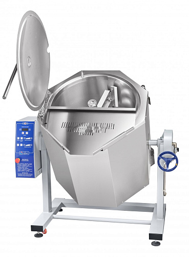 Котел пищеварочный электрический Abat КПЭМ-160-ОМР-В с функциями перемешивания и ручного опрокидывания Котел пищеварочный электрический Abat КПЭМ-160-ОМР-В с функциями перемешивания и ручного опрокидывания
