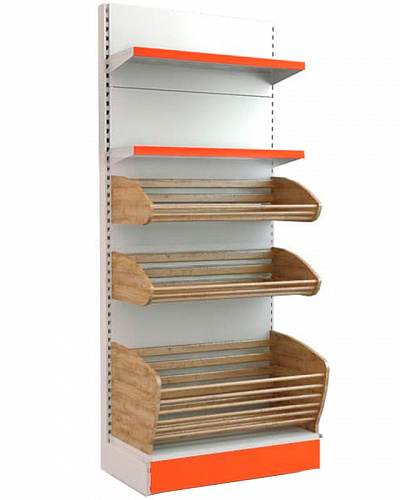 Пристенный стеллаж Евромаркет ХС0063 комбинированный, для хлеба Пристенный стеллаж Евромаркет ХС0063 комбинированный, для хлеба