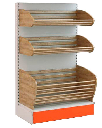 Пристенный стеллаж Евромаркет ХС0062 хлебный, с 2 корзинами Пристенный стеллаж Евромаркет ХС0062 хлебный, с 2 корзинами