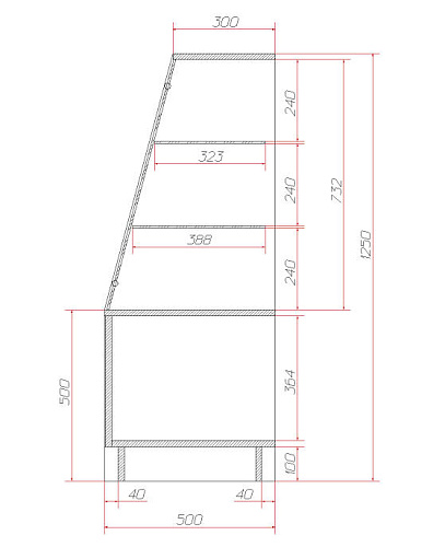 Витрина наклонная Витрина Плюс Д6В-900х500х1250 Витрина наклонная Витрина Плюс Д6В-900х500х1250
