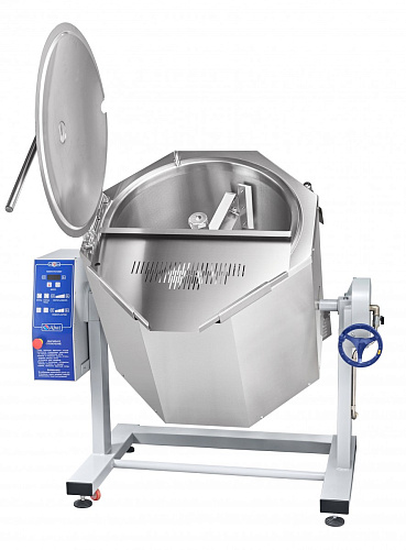 Котел пищеварочный электрический Abat КПЭМ-100-ОМР-В с функциями перемешивания и ручного опрокидывания Котел пищеварочный электрический Abat КПЭМ-100-ОМР-В с функциями перемешивания и ручного опрокидывания