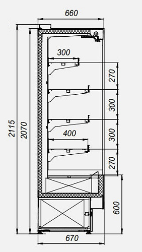 Пристенная витрина МХМ Флоренция ВХСп-0,6 Cube Пристенная витрина МХМ Флоренция ВХСп-0,6 Cube