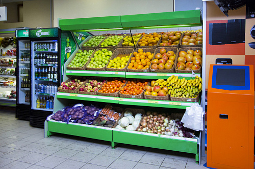 Овощной стеллаж Евромаркет ОВС0073 с зеркальным фризом и подсветкой Овощной стеллаж Евромаркет ОВС0073 с зеркальным фризом и подсветкой