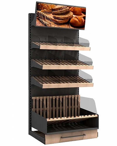 Пристенный стеллаж Евромаркет ХС0071 хлебный Пристенный стеллаж Евромаркет ХС0071 хлебный