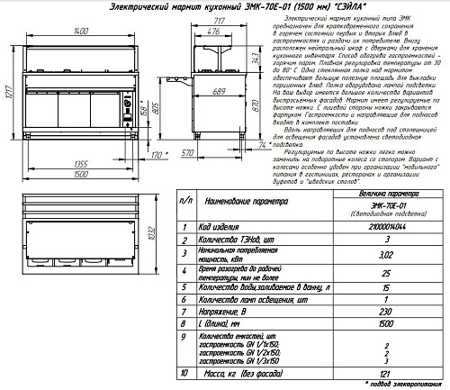 Мармит электрический кухонный вторых блюд Abat ЭМК-70Е-01 серия Сэйла Мармит электрический кухонный вторых блюд Abat ЭМК-70Е-01 серия Сэйла