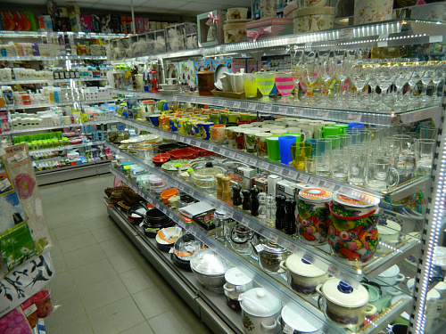 Торговый стеллаж с полками из стекла средний Евромаркет ПС0023 Торговый стеллаж с полками из стекла средний Евромаркет ПС0023