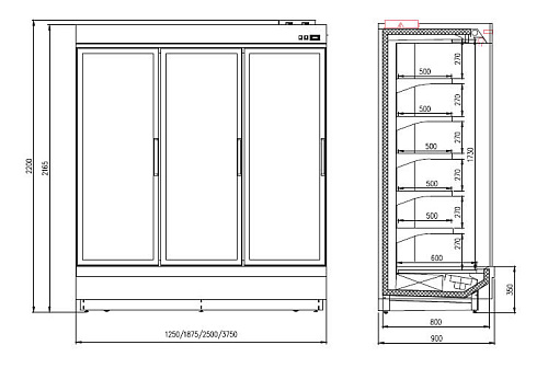 Горка низкотемпературная Enteco master НЕМИГА П2 CUBE1 375 ВН двери с К стеклом Горка низкотемпературная Enteco master НЕМИГА П2 CUBE1 375 ВН двери с К стеклом