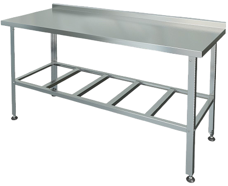 Стол разделочно-производственный МХМ для общепита, с бортами, полка-решетка Стол разделочно-производственный МХМ для общепита, с бортами, полка-решетка