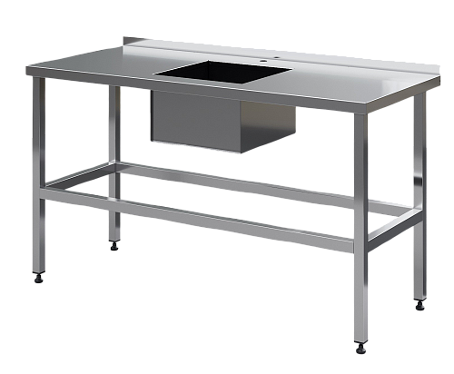 Стол МХМ для общепита, из нержавеющей стали, с мойкой для обработки овощей, с бортом Стол МХМ для общепита, из нержавеющей стали, с мойкой для обработки овощей, с бортом