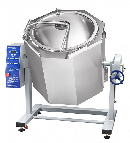 Котел пищеварочный электрический Abat КПЭМ-100-ОМР-В с функциями перемешивания и ручного опрокидывания Котел пищеварочный электрический Abat КПЭМ-100-ОМР-В с функциями перемешивания и ручного опрокидывания