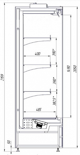 Холодильная горка СНЕЖ GARDA 2500x710x2050 встроенный холод Холодильная горка СНЕЖ GARDA 2500x710x2050 встроенный холод