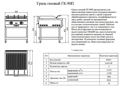 Гриль газовый Abat ГК-90П Гриль газовый Abat ГК-90П