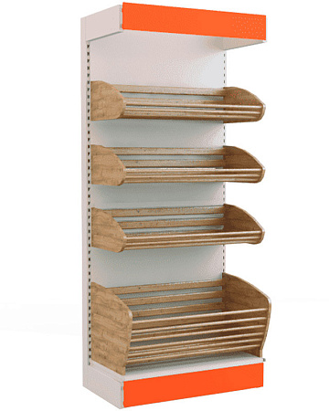 Пристенный стеллаж Евромаркет ХС0060 для хлеба, с фризом Пристенный стеллаж Евромаркет ХС0060 для хлеба, с фризом