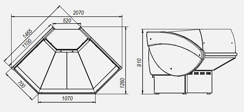 Холодильная витрина МХМ Илеть ВХСо-УН угловая Холодильная витрина МХМ Илеть ВХСо-УН угловая