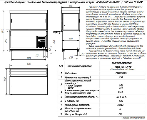 Прилавок-витрина холодильный Abat ПВВ(Н)-70Е-С-01-НШ серия Сэйла Прилавок-витрина холодильный Abat ПВВ(Н)-70Е-С-01-НШ серия Сэйла
