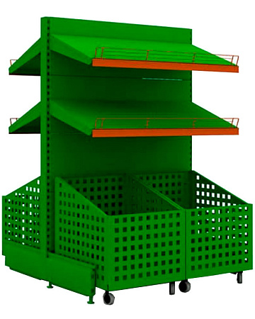 Островной овощной стеллаж Евромаркет ОВС0081 Островной овощной стеллаж Евромаркет ОВС0081