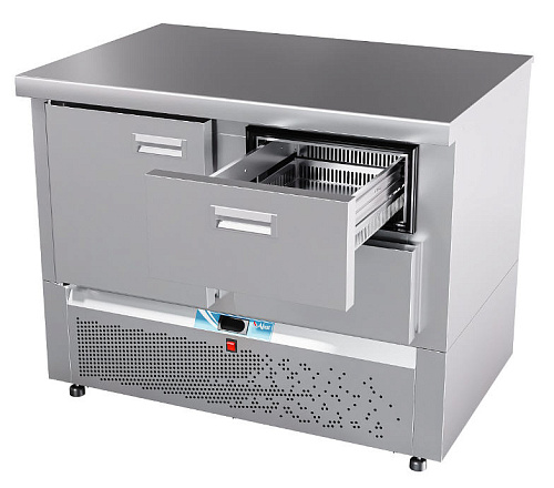 Стол холодильный среднетемпературный Abat СХС-70Н-01 (дверь, ящики 1/2) без борта Стол холодильный среднетемпературный Abat СХС-70Н-01 (дверь, ящики 1/2) без борта
