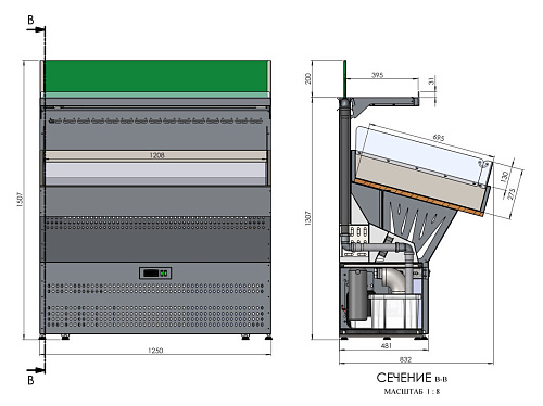 Холодильная витрина Евромаркет CHALET-OR с орошением Холодильная витрина Евромаркет CHALET-OR с орошением