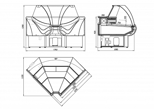 Холодильная витрина Enteco master ВИЛИЯ УВ 90 ВСн угловая, закрытый угол, с боковинами Холодильная витрина Enteco master ВИЛИЯ УВ 90 ВСн угловая, закрытый угол, с боковинами
