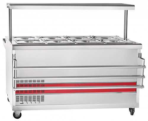 Прилавок для холодных закусок Abat ПВВ(Н)-70ПМ-01-НШ, передвижная линия самообслуживания Прилавок для холодных закусок Abat ПВВ(Н)-70ПМ-01-НШ, передвижная линия самообслуживания