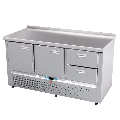 Стол холодильный среднетемпературный Abat СХС-70Н-02 (дверь, дверь, ящики 1/2) с бортом Стол холодильный среднетемпературный Abat СХС-70Н-02 (дверь, дверь, ящики 1/2) с бортом