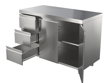 Стол технологический Атеси СТ-С-1200.600-02-Р-3Л (СТ-2/1200/600) с ящиками Стол технологический Атеси СТ-С-1200.600-02-Р-3Л (СТ-2/1200/600) с ящиками