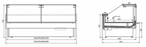 Холодильная витрина Enteco master НЕМИГА CUBE LUX 125 ВСн с подъемными стеклами, выносной агрегат Холодильная витрина Enteco master НЕМИГА CUBE LUX 125 ВСн с подъемными стеклами, выносной агрегат
