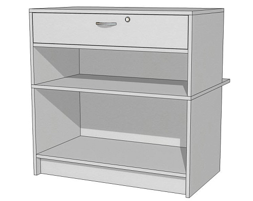 Прилавок кассовый с выдвижным ящиком Витрина Плюс Д2ПГ-900х500(650)х900 Прилавок кассовый с выдвижным ящиком Витрина Плюс Д2ПГ-900х500(650)х900