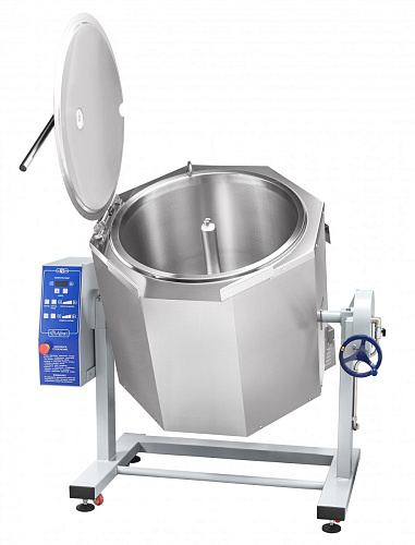 Котел пищеварочный электрический Abat КПЭМ-100-ОМР-В с функциями перемешивания и ручного опрокидывания Котел пищеварочный электрический Abat КПЭМ-100-ОМР-В с функциями перемешивания и ручного опрокидывания