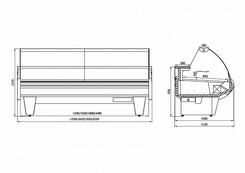 Холодильная витрина Enteco master НЕМИГА STANDART 150 ВСн универсальная, основание на опорах Холодильная витрина Enteco master НЕМИГА STANDART 150 ВСн универсальная, основание на опорах