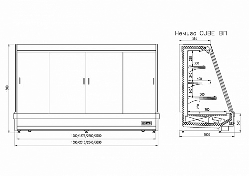 Горка гастрономическая Enteco master НЕМИГА П CUBE СUPE Н 250 ВС пристенная, двери-купе Горка гастрономическая Enteco master НЕМИГА П CUBE СUPE Н 250 ВС пристенная, двери-купе