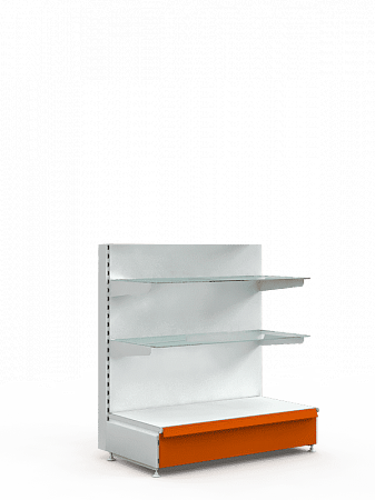 Торговый стеллаж со стеклянными полками низкий Евромаркет ПС0024 Торговый стеллаж со стеклянными полками низкий Евромаркет ПС0024
